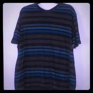 Blue & Gray stripes V neck short sleeve 👕 2XL